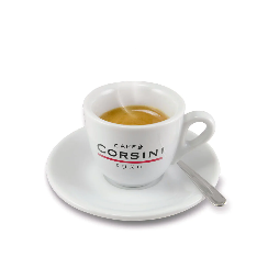 ფაიფურის ჭიქა და თეფში Corsini Espresso 70 მლ